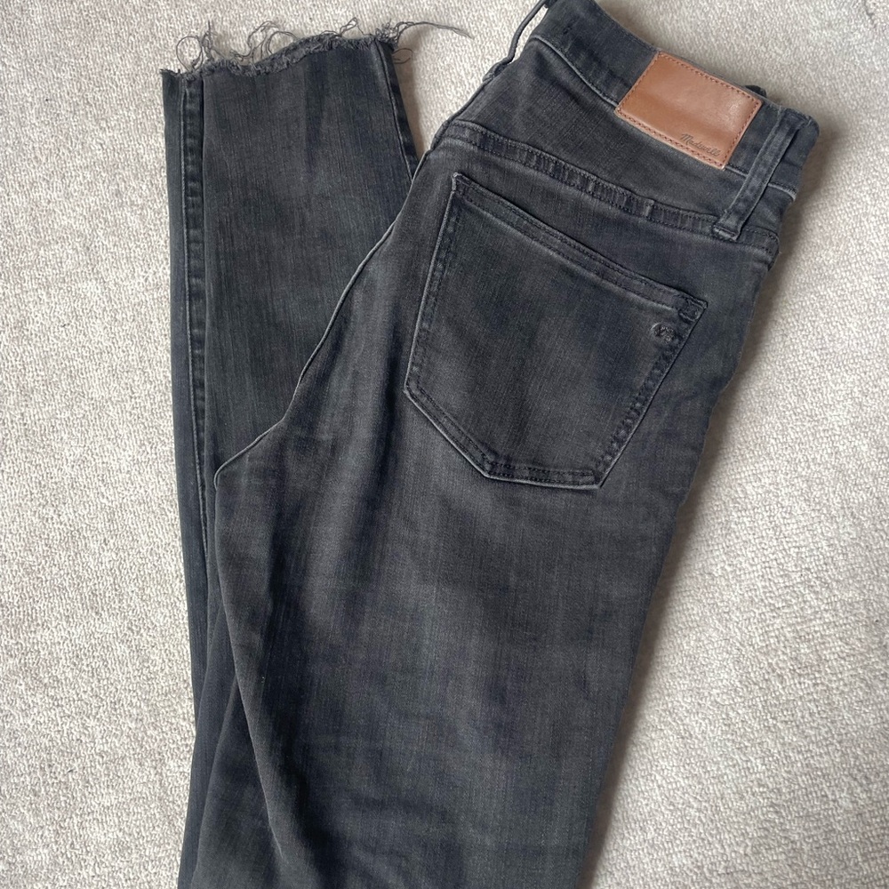 Madewell Black Skinny Jeans with Frayed Hem